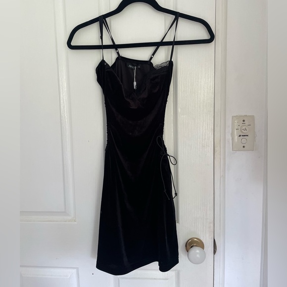 Black Velvet + Lace Mini Dress with cut outs - Picture 4 of 4